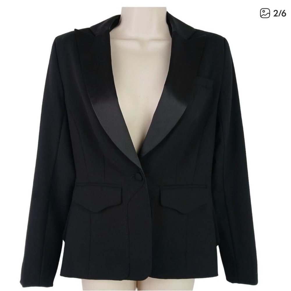 Altuzarra X Target Size Large Black Satin Brocade Peplum Blazer Tux Jacket NWOT - Picture 2 of 9